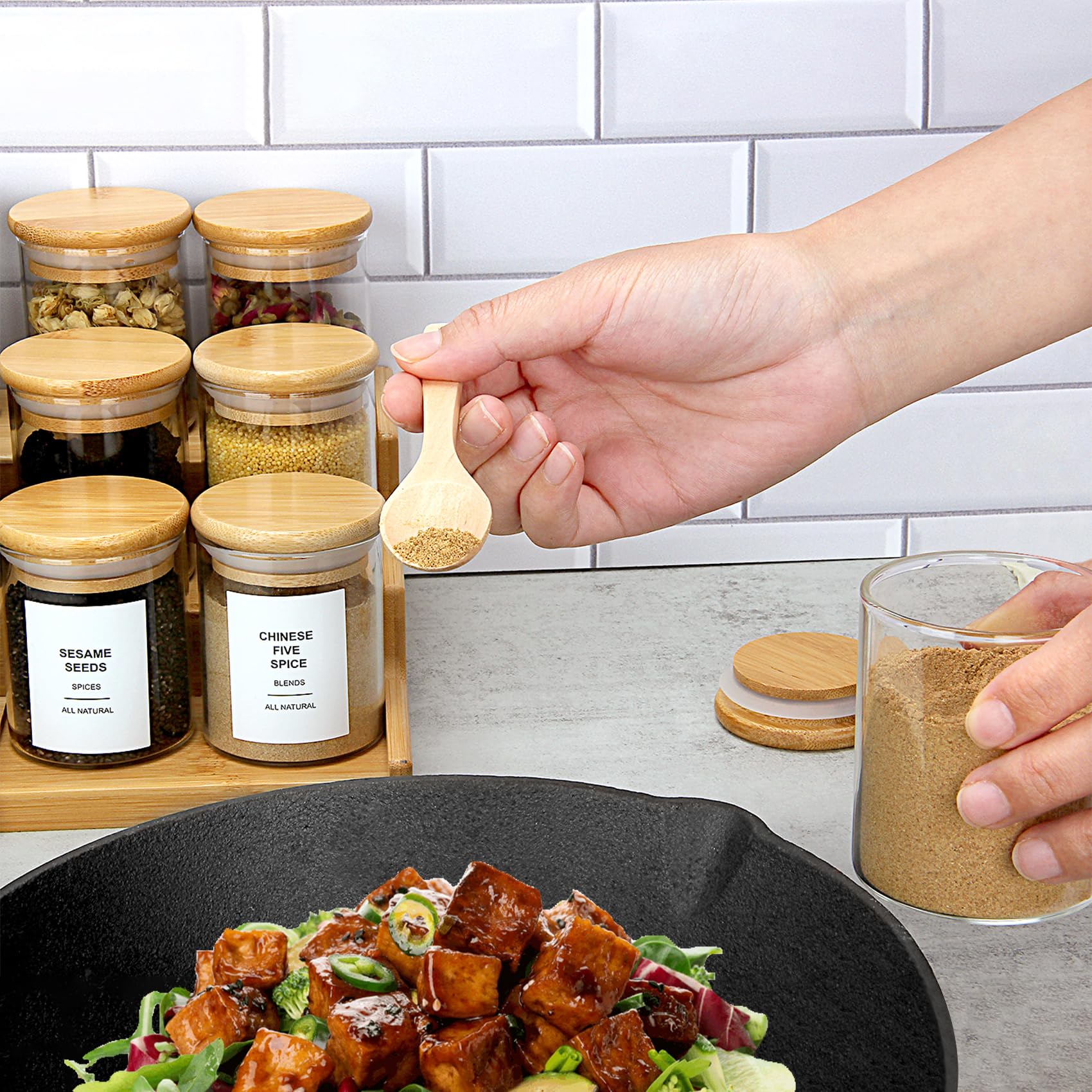 EgticHome tapas-bambu: sellado seguro para almacenamiento de alimentos secos