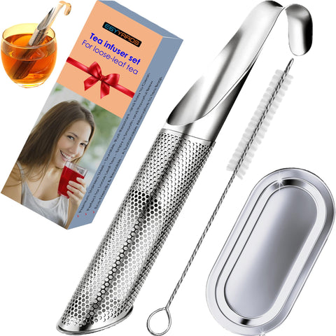 EGYYARDS infusor de té de acero inoxidable con mango largo para una preparación cómoda.