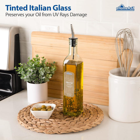 EHOMEA2Z aceitera italiana con tinte verde suave para un toque elegante.