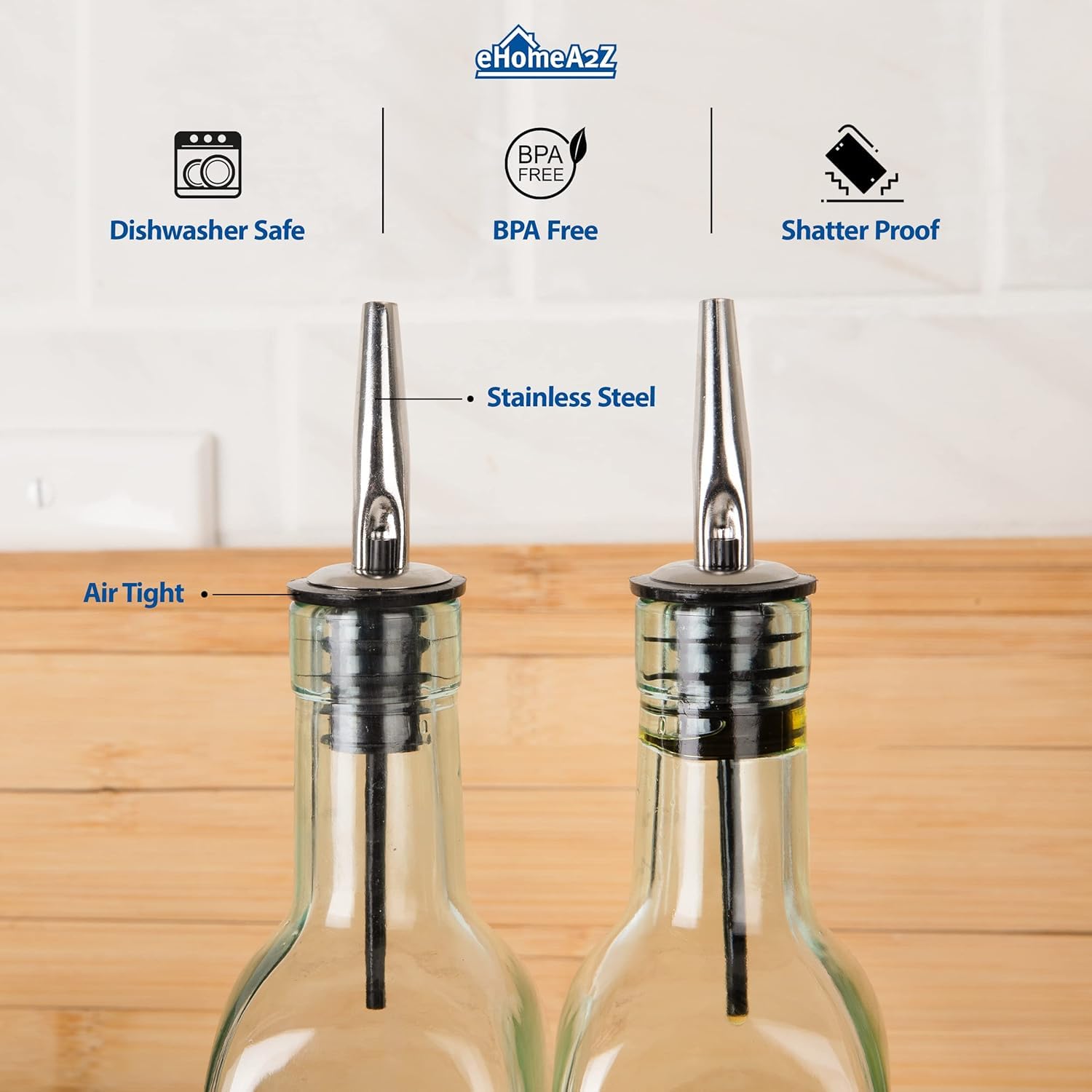 EHOMEA2Z aceitera italiana diseño claro mantiene líquidos frescos y protegidos.