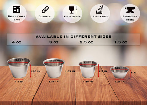 Ramekins EHOMEA2Z de acero inoxidable para salsas calientes y frías