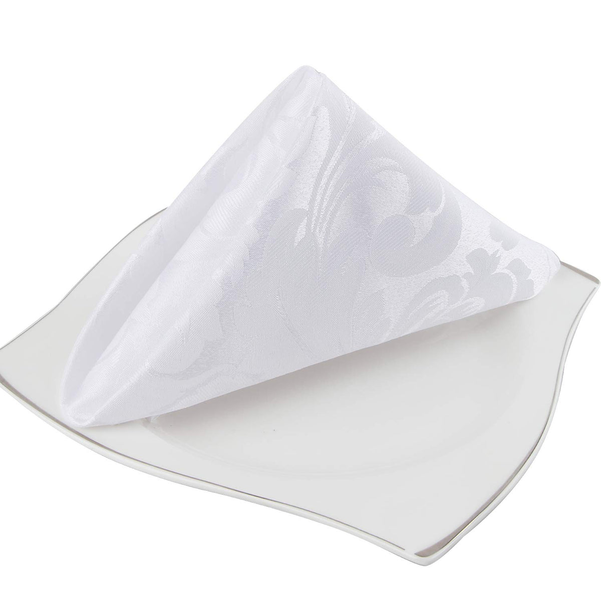 Servilletas EHouseHome Jacquard Damasco blancas, aportan elegancia a la mesa