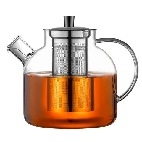 Ehugos tetera cristal 1500ml con infusor removible, ideal para infusionar té sin sedimentos.