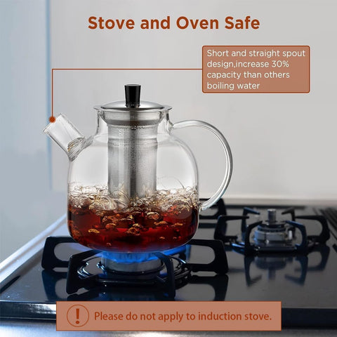 Ehugos tetera cristal con capacidad de 6 tazas, ideal para uso diario.