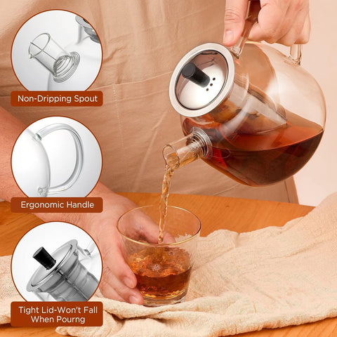Ehugos tetera cristal para estufa y microondas, usos versátiles para calentar y servir.