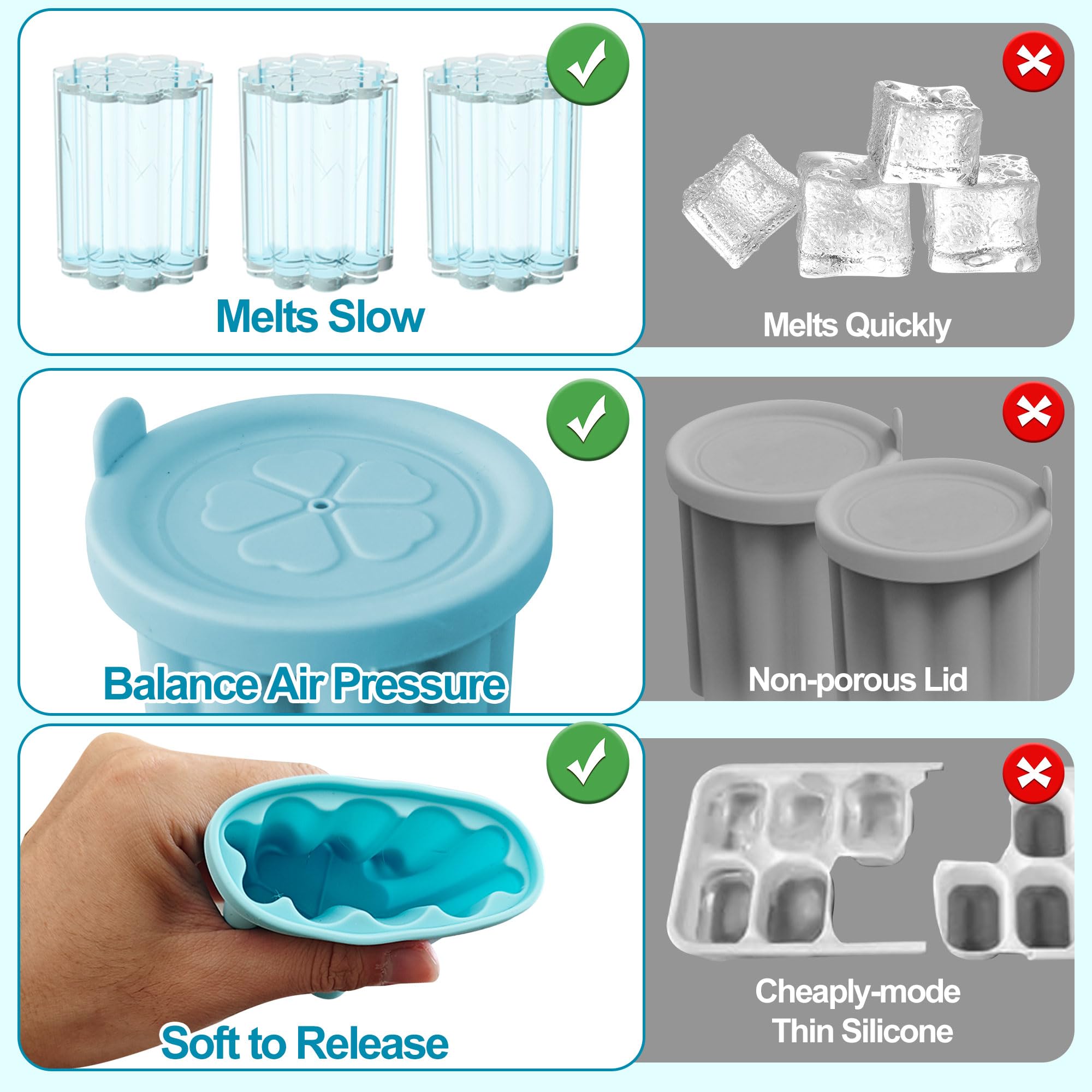 Ehzyaz desmoldeo fácil del molde de hielo de silicona.