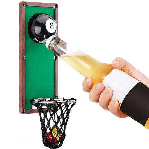 Abrebotellas de billar Eieymct en pared con recogedor, práctico para la sala de billar