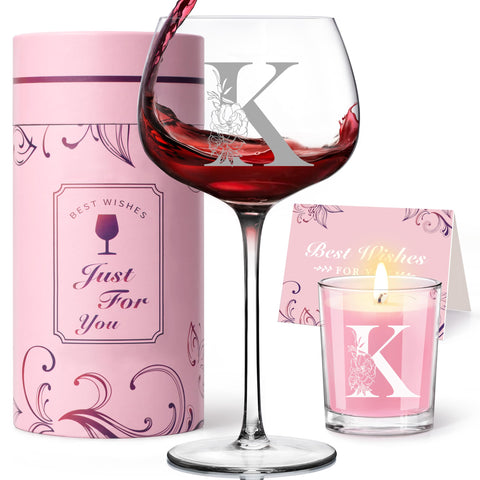Vaso de vino EIRNAY con monograma A-Z, regalo elegante.