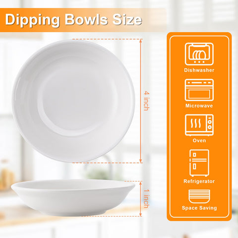 Cuenco dip cerámico blanco de Eisinly con capacidad de 3oz, perfecto para salsas.