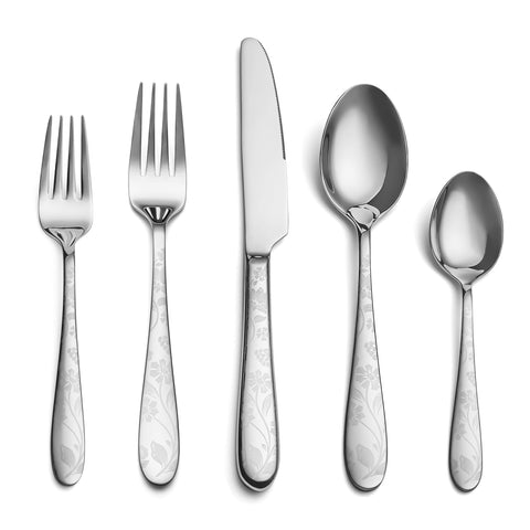 EIUBUIE cubiertos 8 piezas, diseño espejo para mesa elegante.