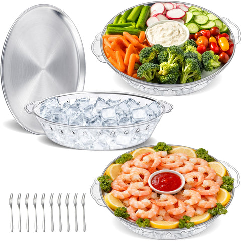 Bandeja fría Eiyisem 11.8 pulgadas para fiestas mantiene los alimentos frescos.