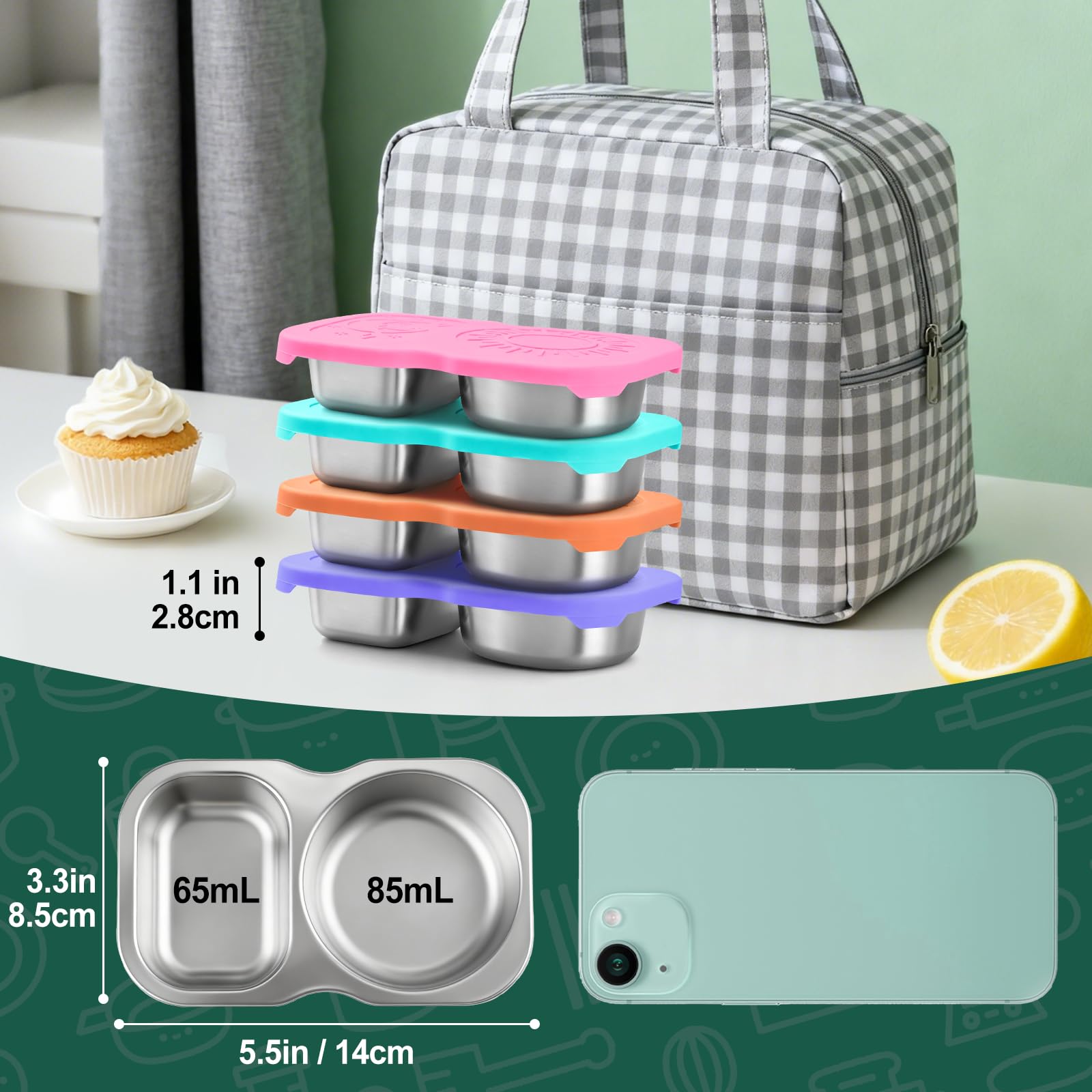 Eiyisem: recipiente reutilizable con tapa de silicona hermética para snacks.