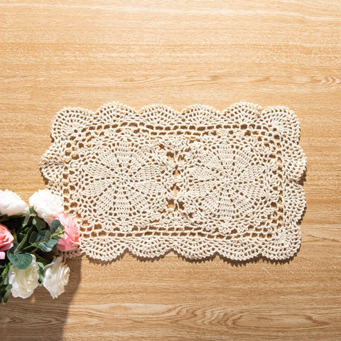 Conjunto de dos posavasos de ganchillo beige Eiyye para casa