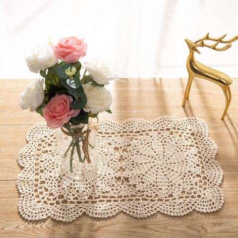 Eiyye mantel individual de ganchillo beige para mesa elegante