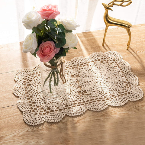 Eiyye posavasos de ganchillo rectangular beige, combinación práctica