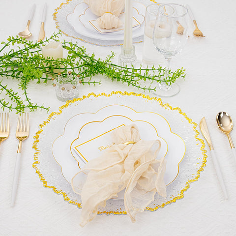 Placas cargador adecuadas para bodas y banquetes con vajilla formal.