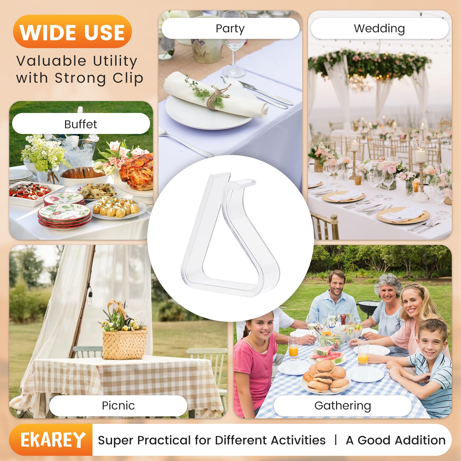 EKAREY clips-mantel-para-exteriores: seguro contra viento en eventos al aire libre.