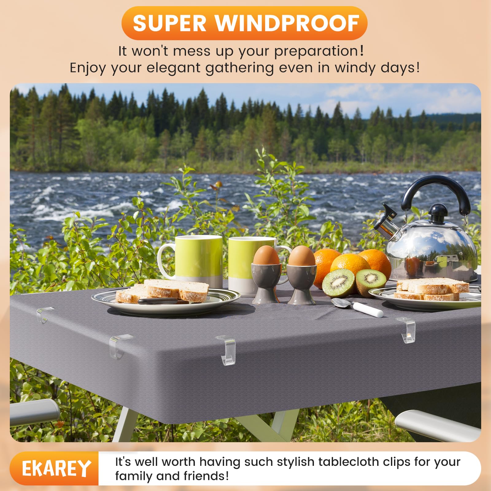 EKAREY sujetadores-mantel-duraderos: durabilidad y transparencia que se integran con la mesa.