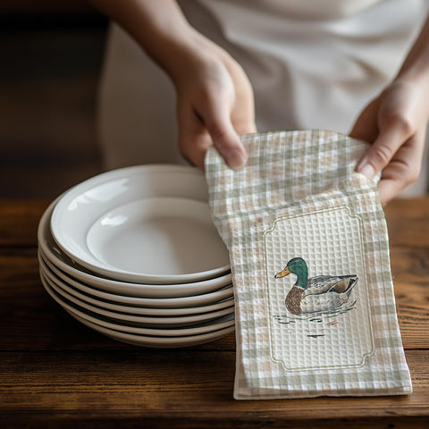 Toallas EKGJW pato mallard, imagen enmarcada, uso decorativo en baños o cocinas.