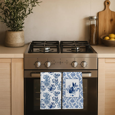 EKGJW set de toallas con diseño floral azul para hogar elegante