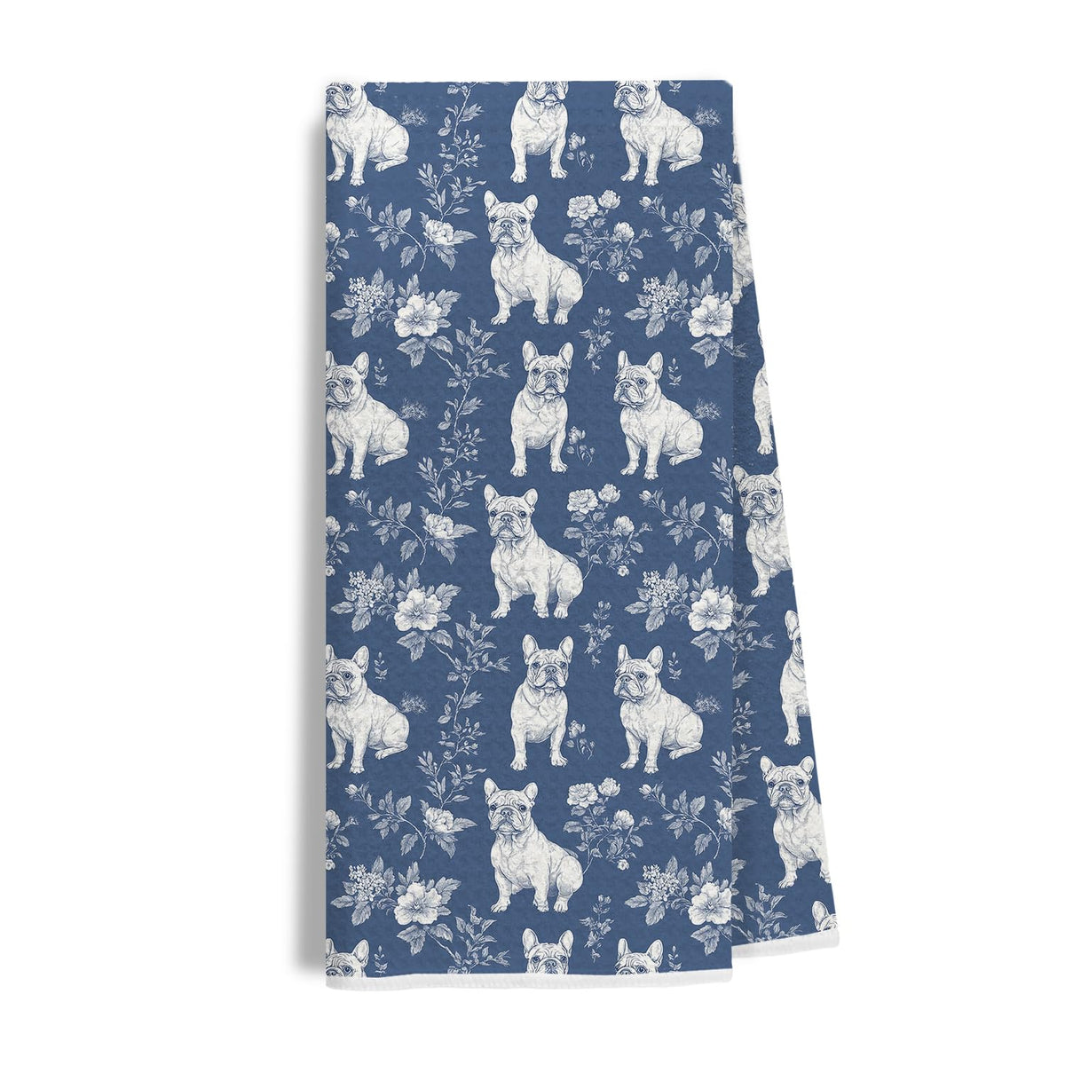 EKGJW toalla cocina bulldog chinoiserie azul, ideal para secar platos