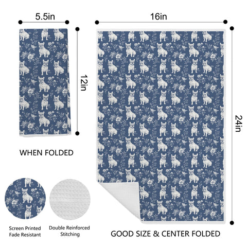 EKGJW toalla de mano bulldog chinoiserie azul, uso diario cómodo