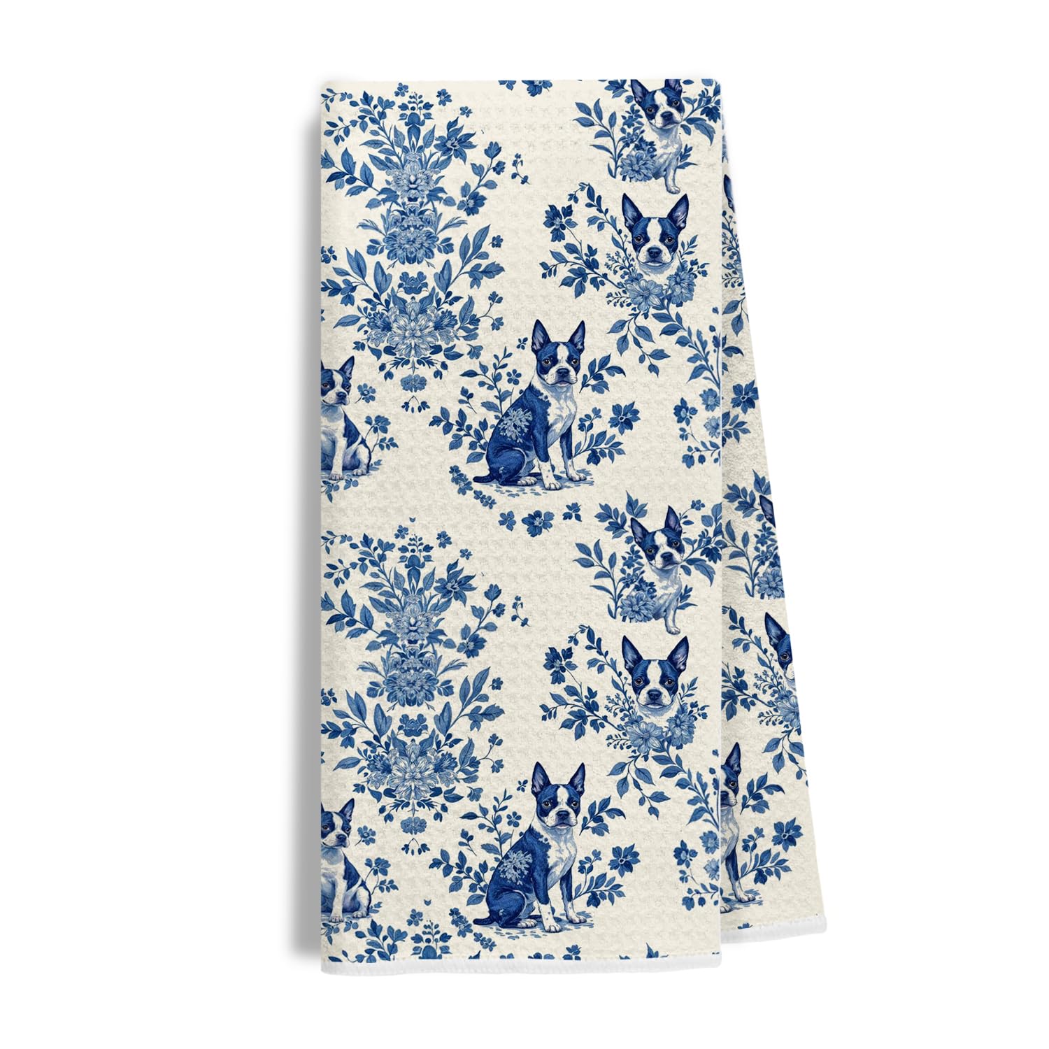 EKGJW toallas Boston Terrier toile azul para cocina, secado rápido.