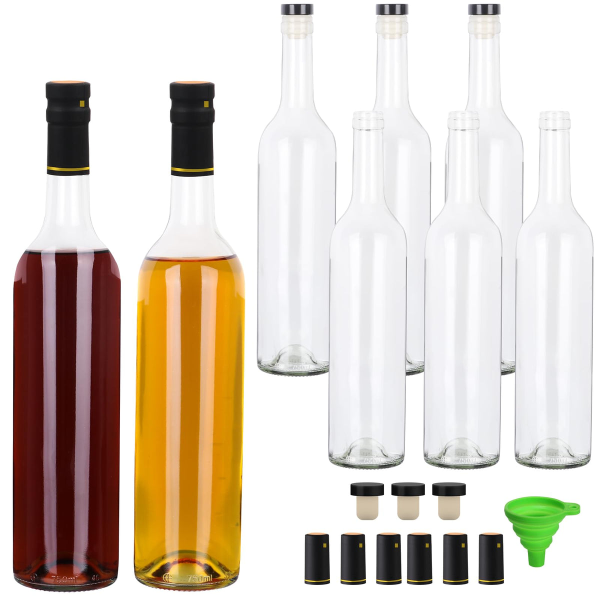 EkkoVla botella de vidrio 25 oz con tapa tipo T y uso versátil para bebidas.