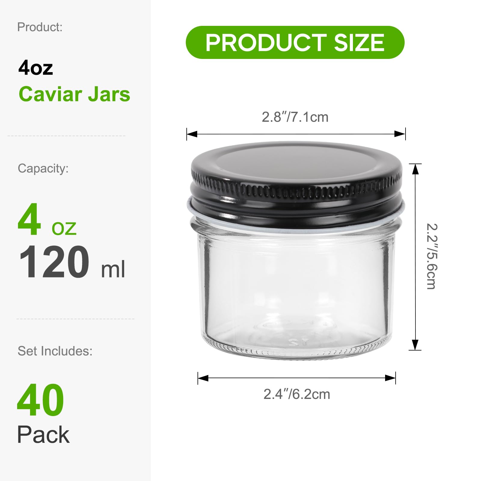 EkkoVla frascos vidrio 4 oz boca regular, opción versátil para alimentos.