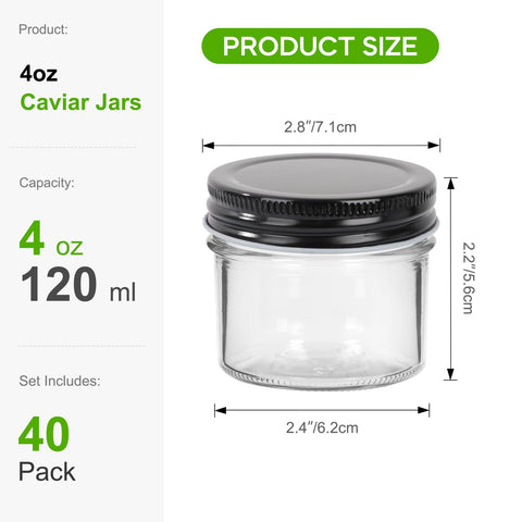 EkkoVla frascos vidrio 4 oz boca regular, opción versátil para alimentos.