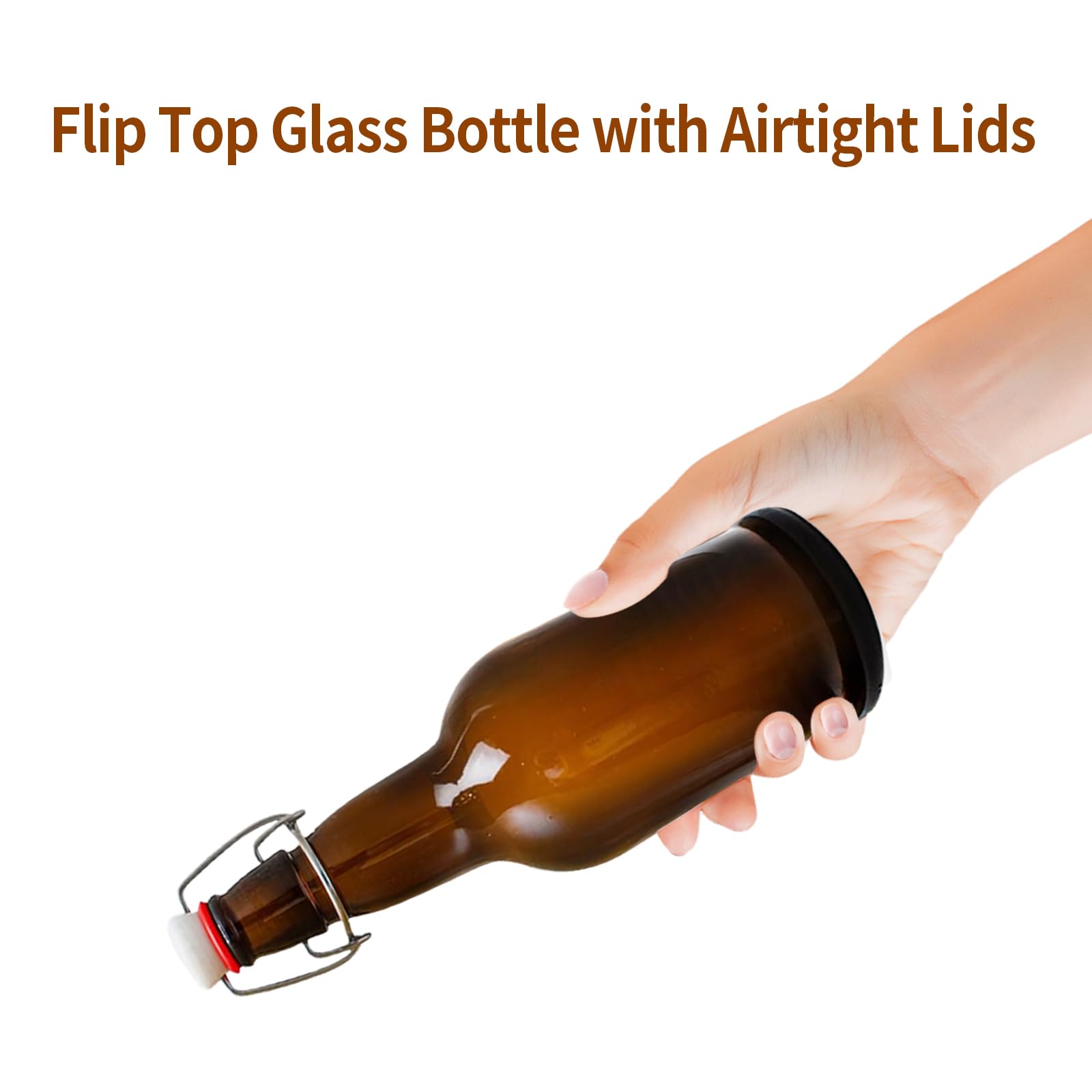ELAORY botella de vidrio ámbar de 473 ml, diseño ergonómico para manejo cómodo