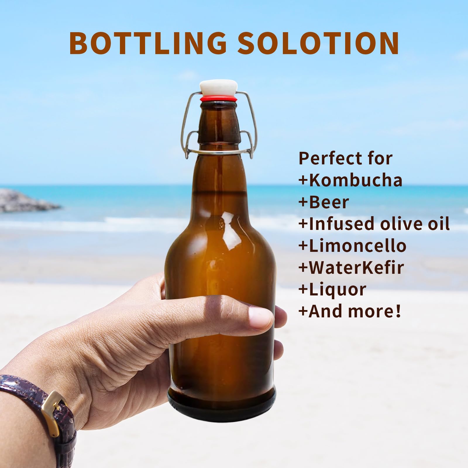 Protección de la luz UV en botella ELAORY de vidrio ámbar para bebidas