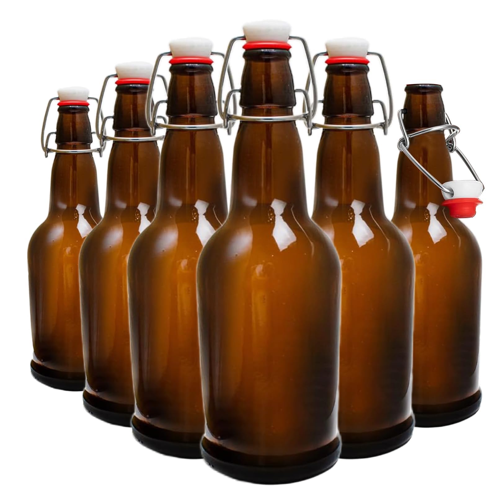 ELAORY botella de vidrio ámbar con tapa flip, ideal para cervezas y fermentación