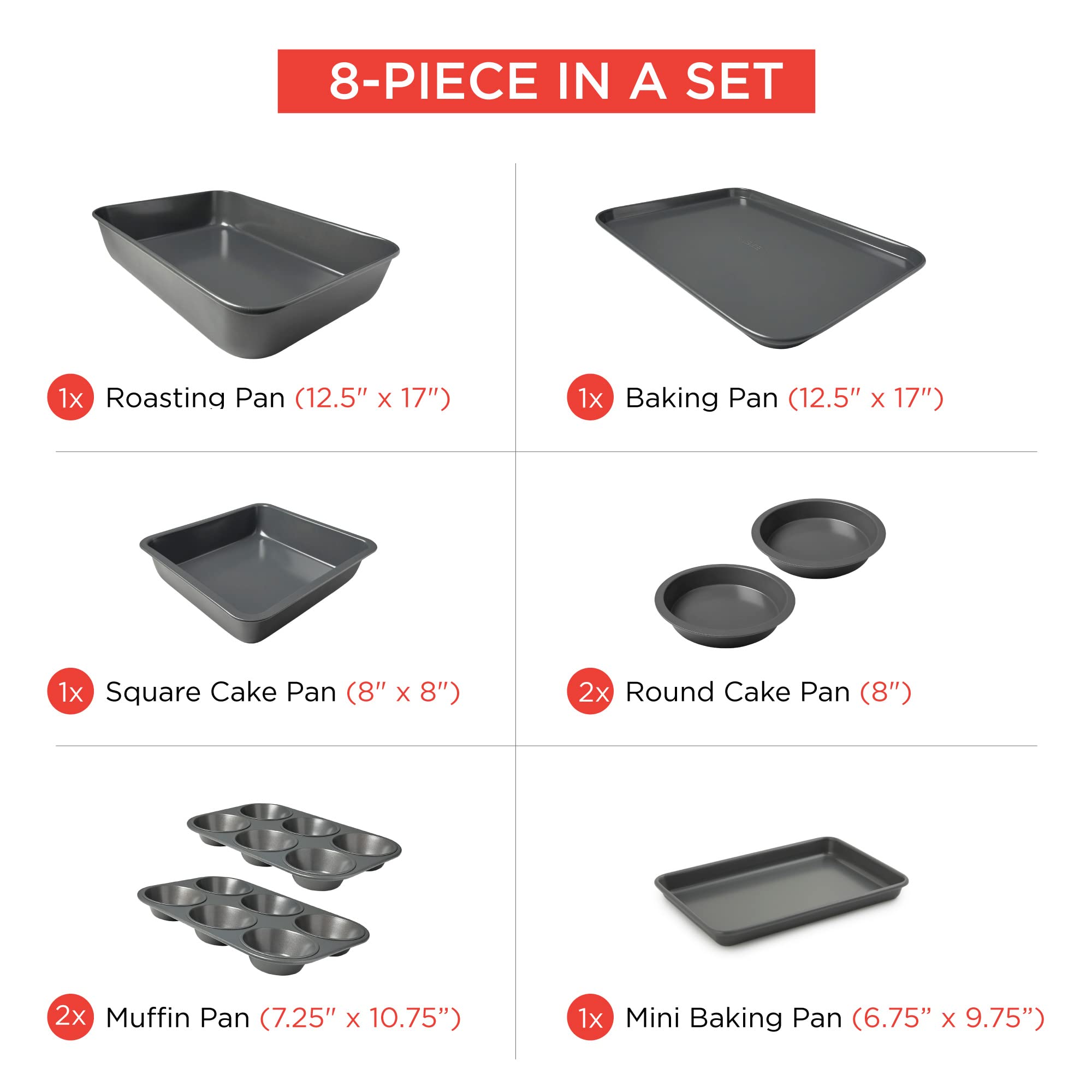 Elbee Home bandeja pequeña para hornear, versátil