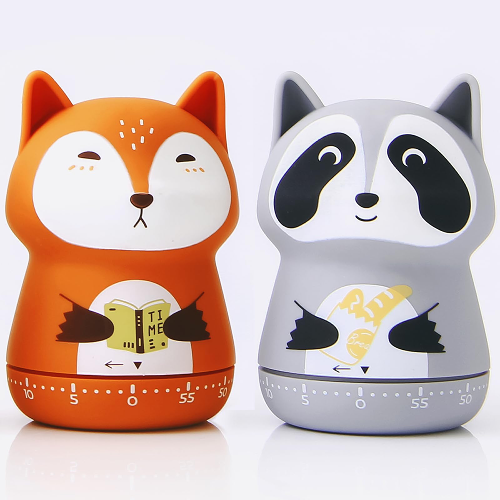 ELE DEPI pack dos relojes de cocina con zorro y mapache para planificar actividades.