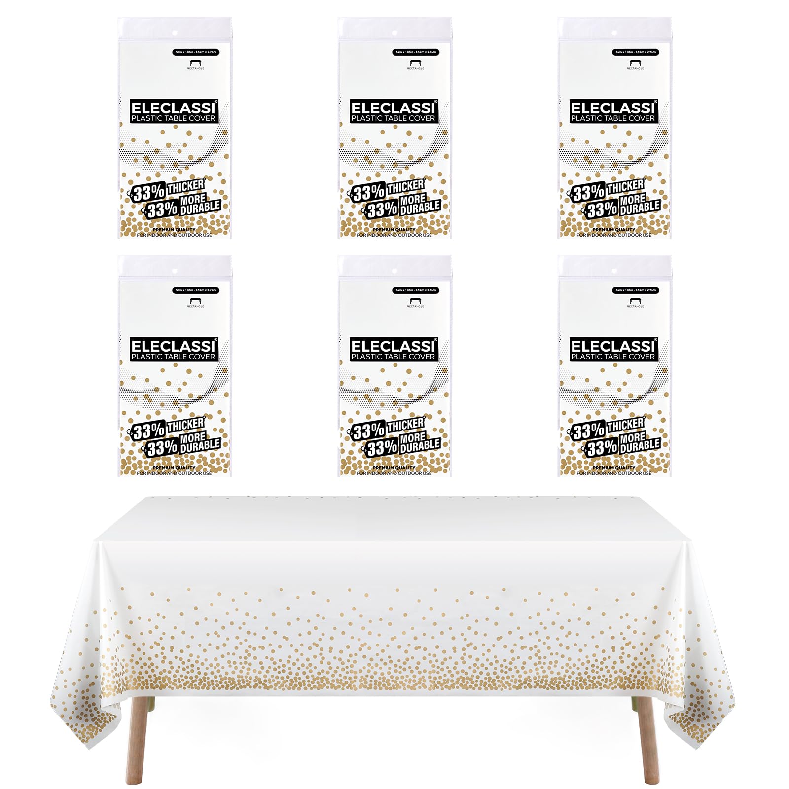 Eleclassi mantel diseño clásico con puntos blancos dorados.