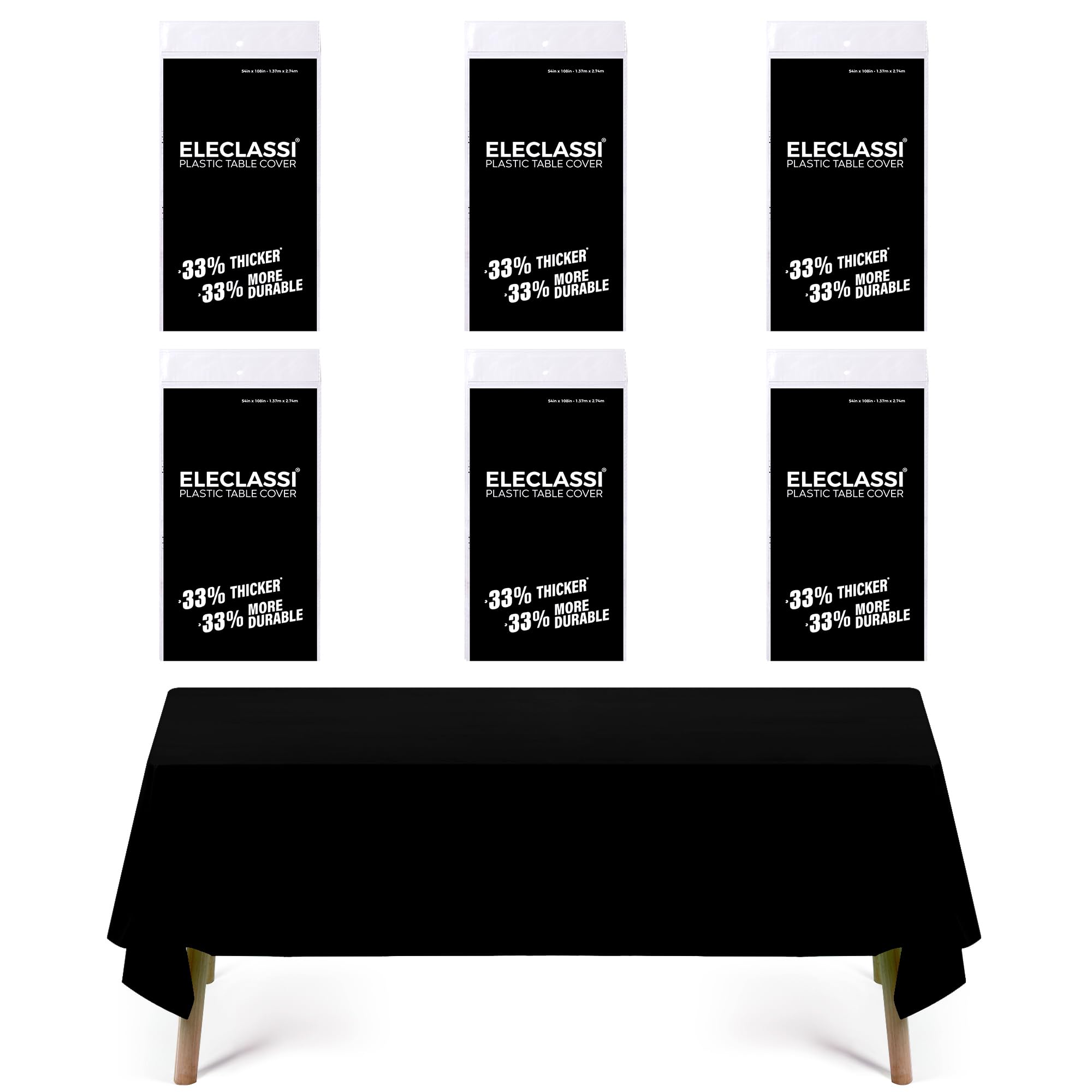 Mantel Eleclassi negro 54x108 para mesa rectangular, protección rápida y limpieza sencilla.