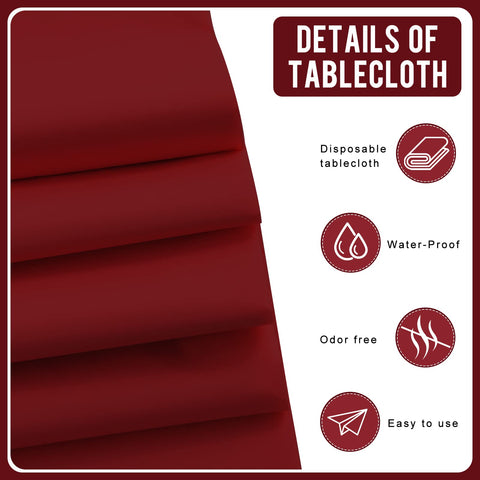 Eleclassi mantel plástico burdeos 54x108, duradero para eventos al aire libre