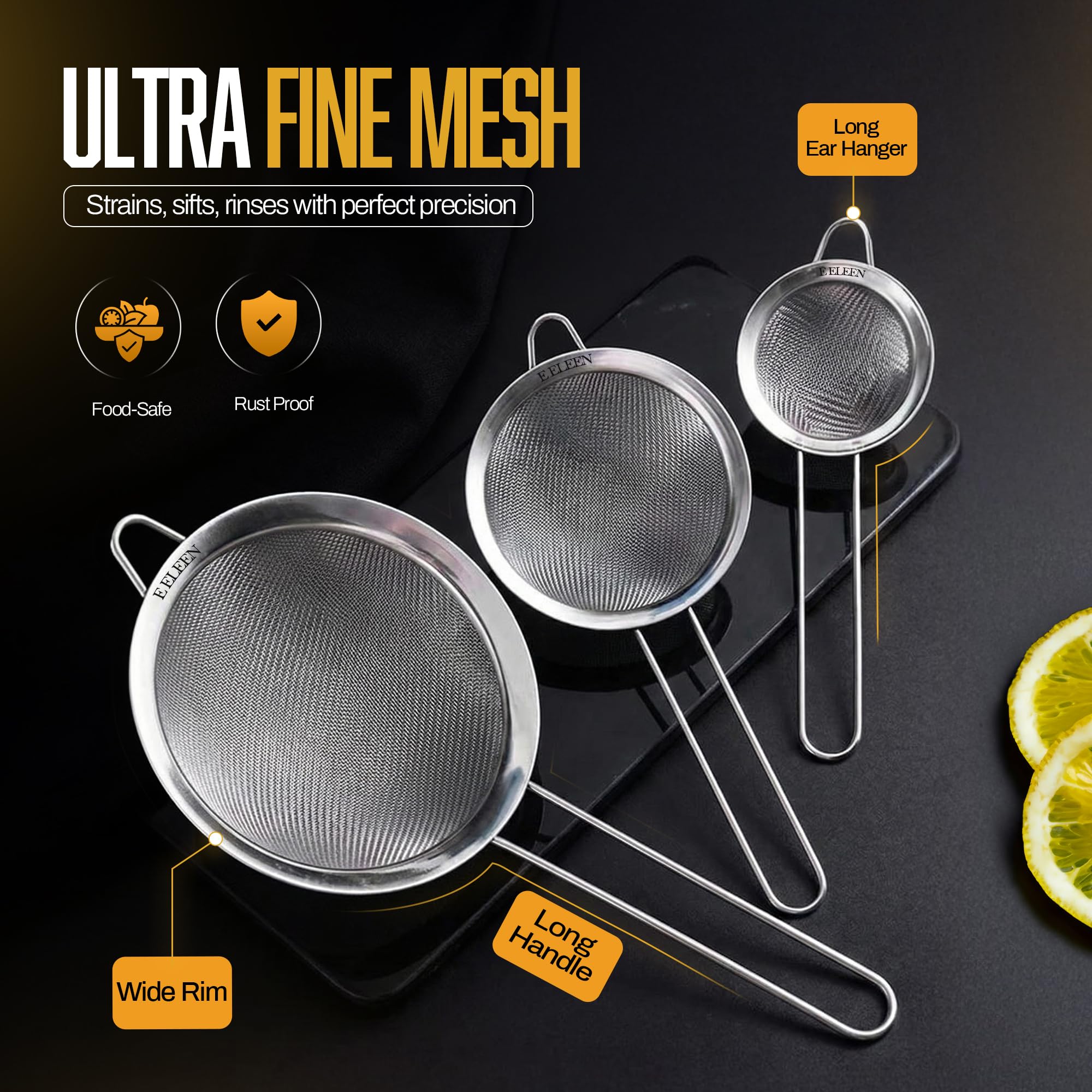 Eleen colador de malla fina 12 cm ideal para hortalizas y pastas.