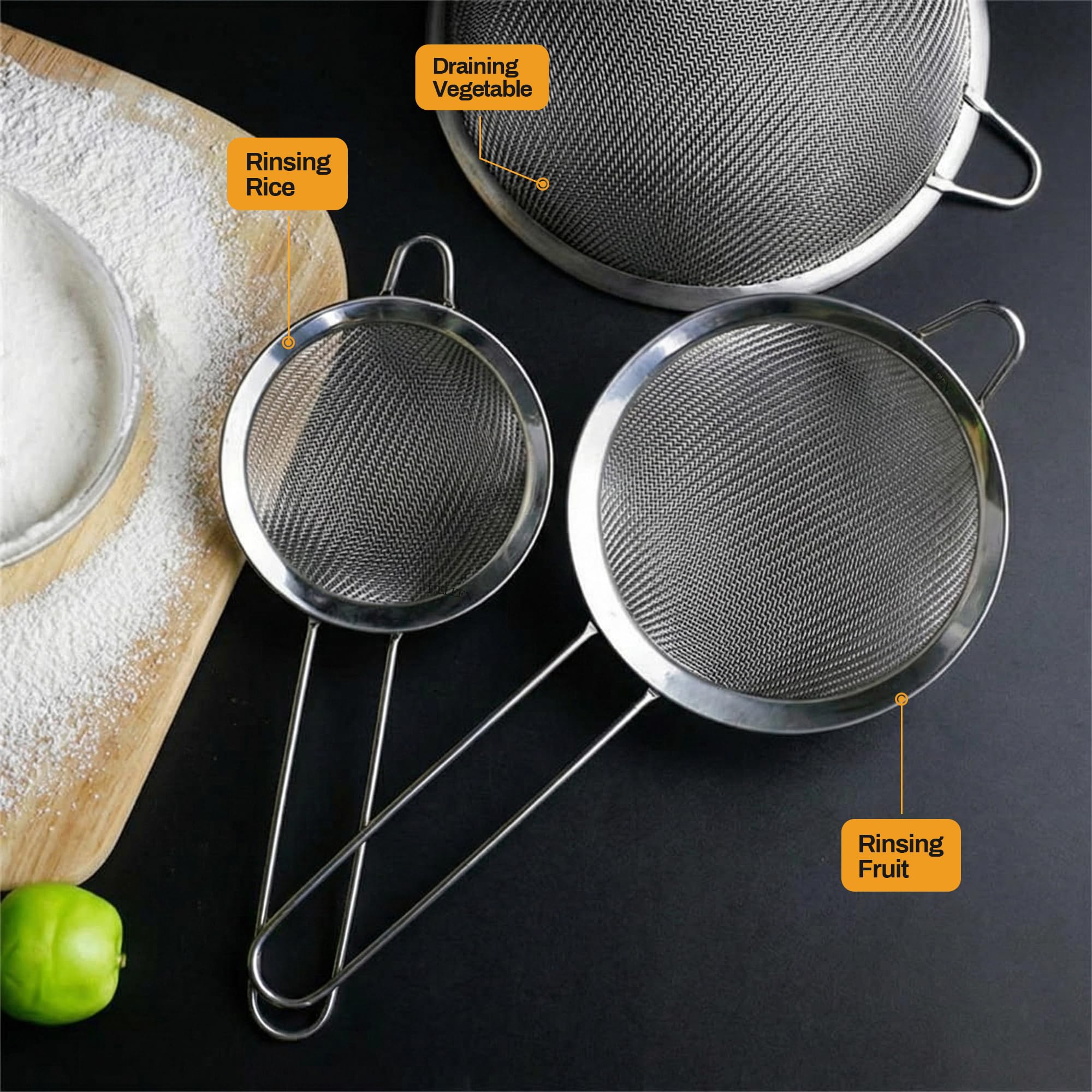Eleen colador de malla fina 18 cm para escurrir granos y verduras.