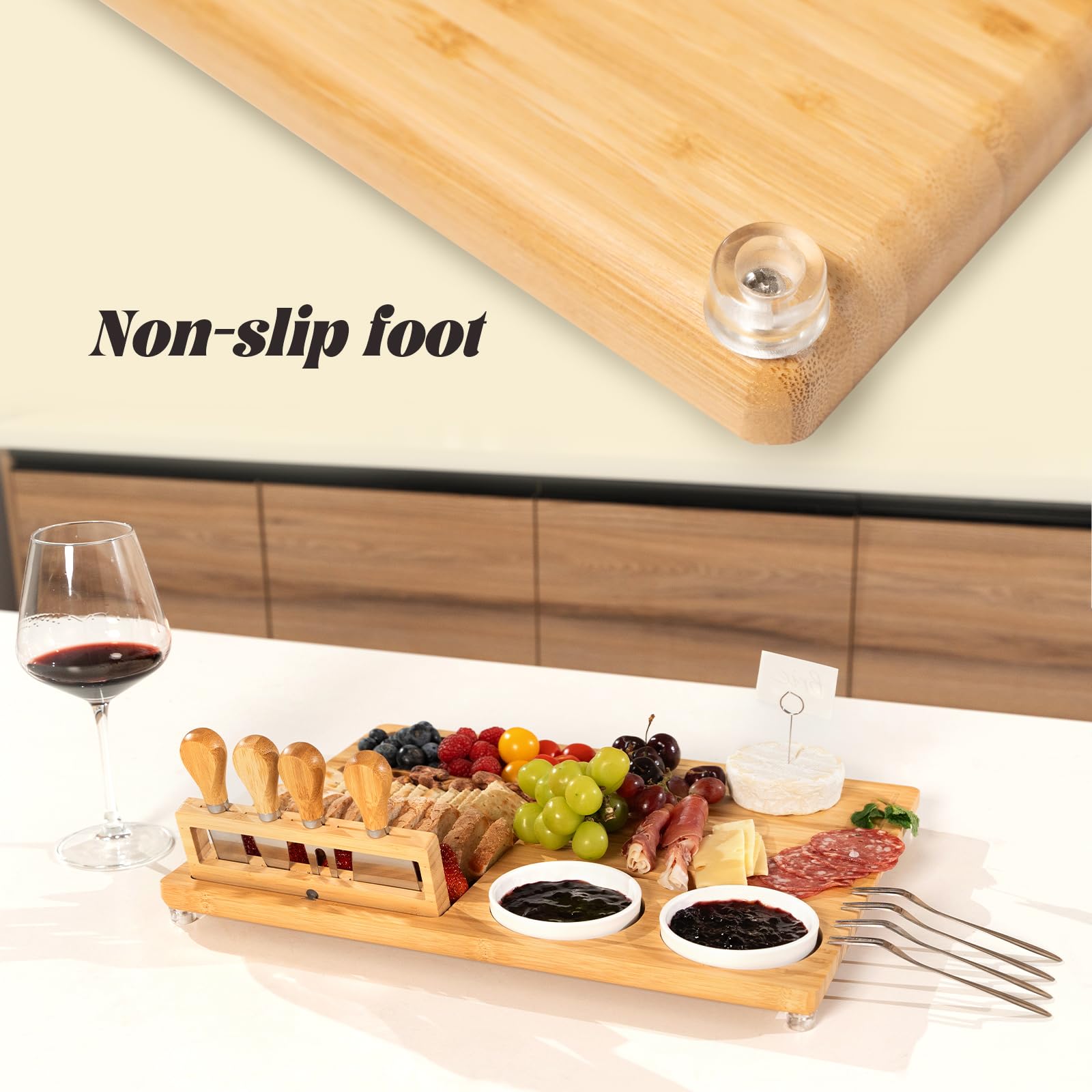 eleganlife tabla charcuteria area corte amplia: facilita cortar y presentar aperitivos.