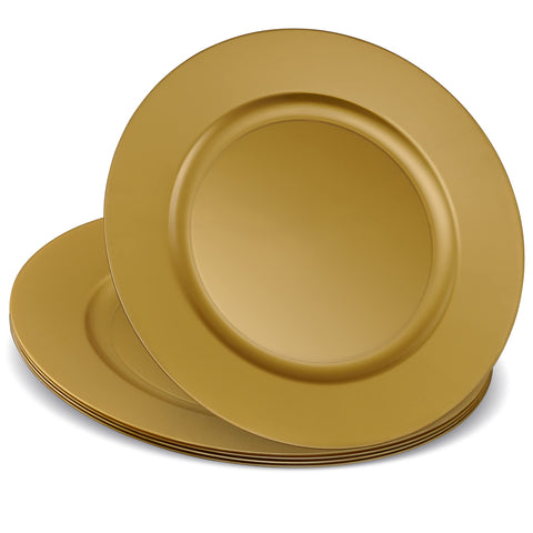 ELEGANT DISPOSABLES, plato cargador dorado 13 pulgadas, añade elegancia a la mesa.