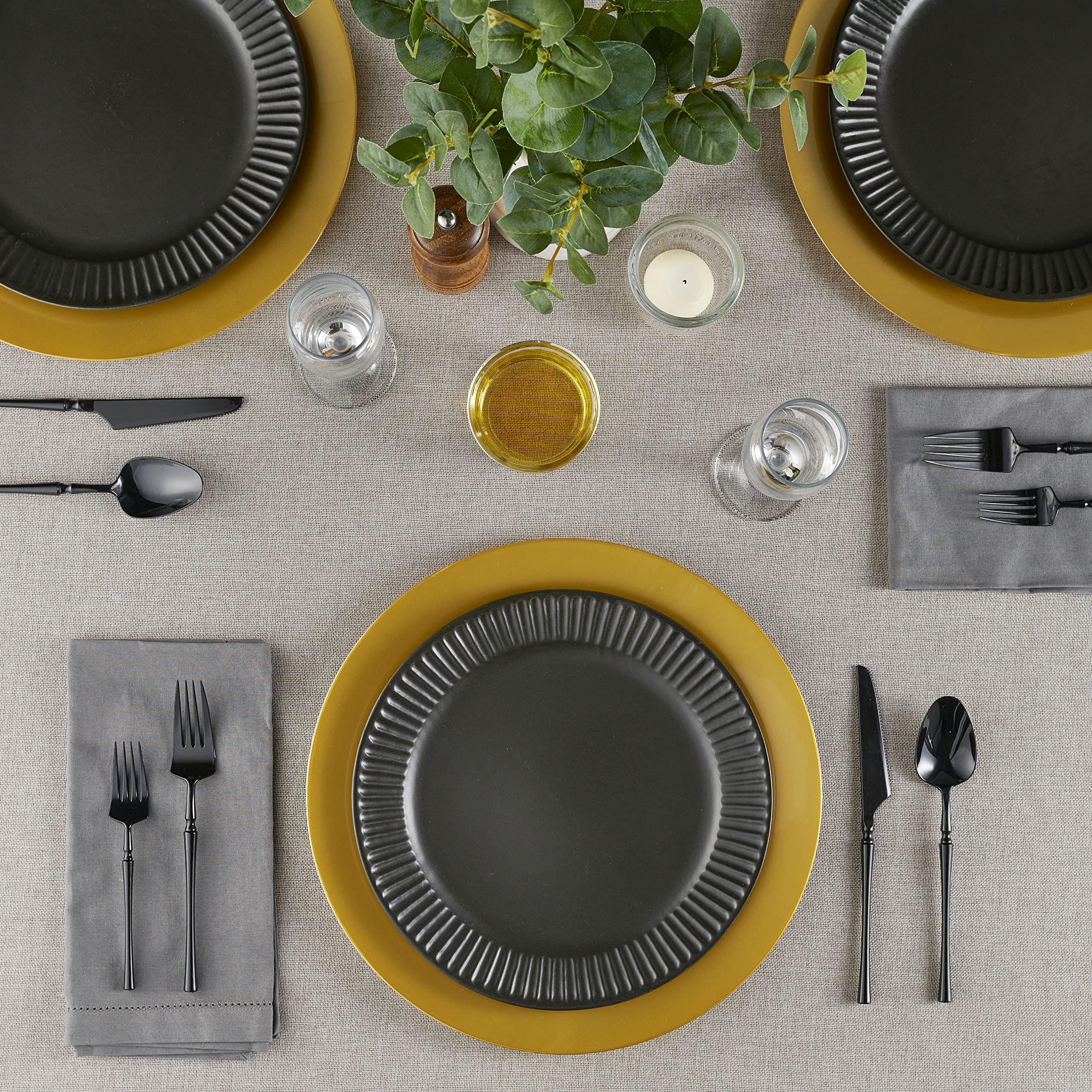 ELEGANT DISPOSABLES, plato servir dorado, uso multi para comidas y aperitivos.