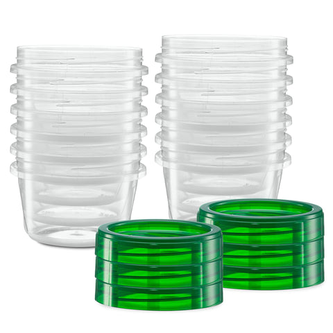 Ideal para refrigerar y descongelar, con fondo transparente y tapa verde
