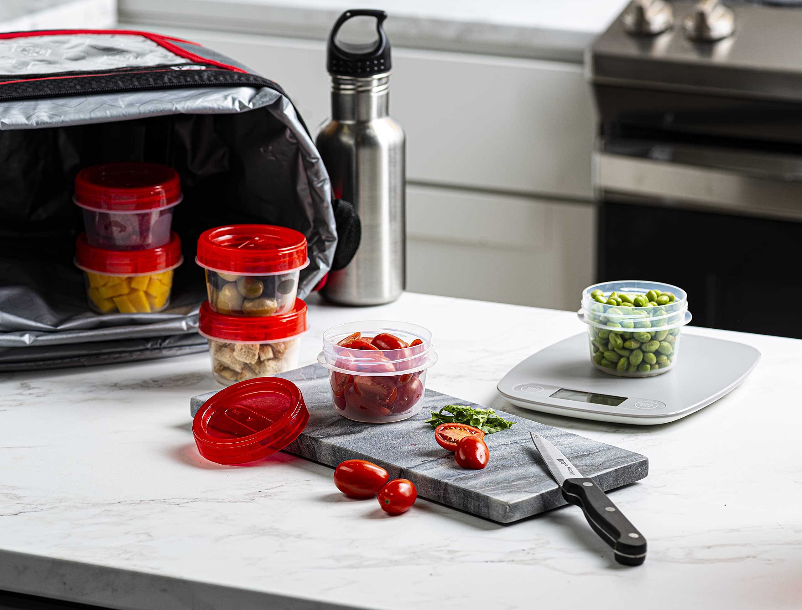 Elegant Disposables tapa roja hermética para conservar la frescura