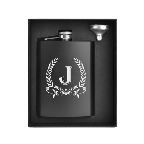 Frasco ElegantPark de 8 oz con monograma en letra J, ideal regalo elegante.
