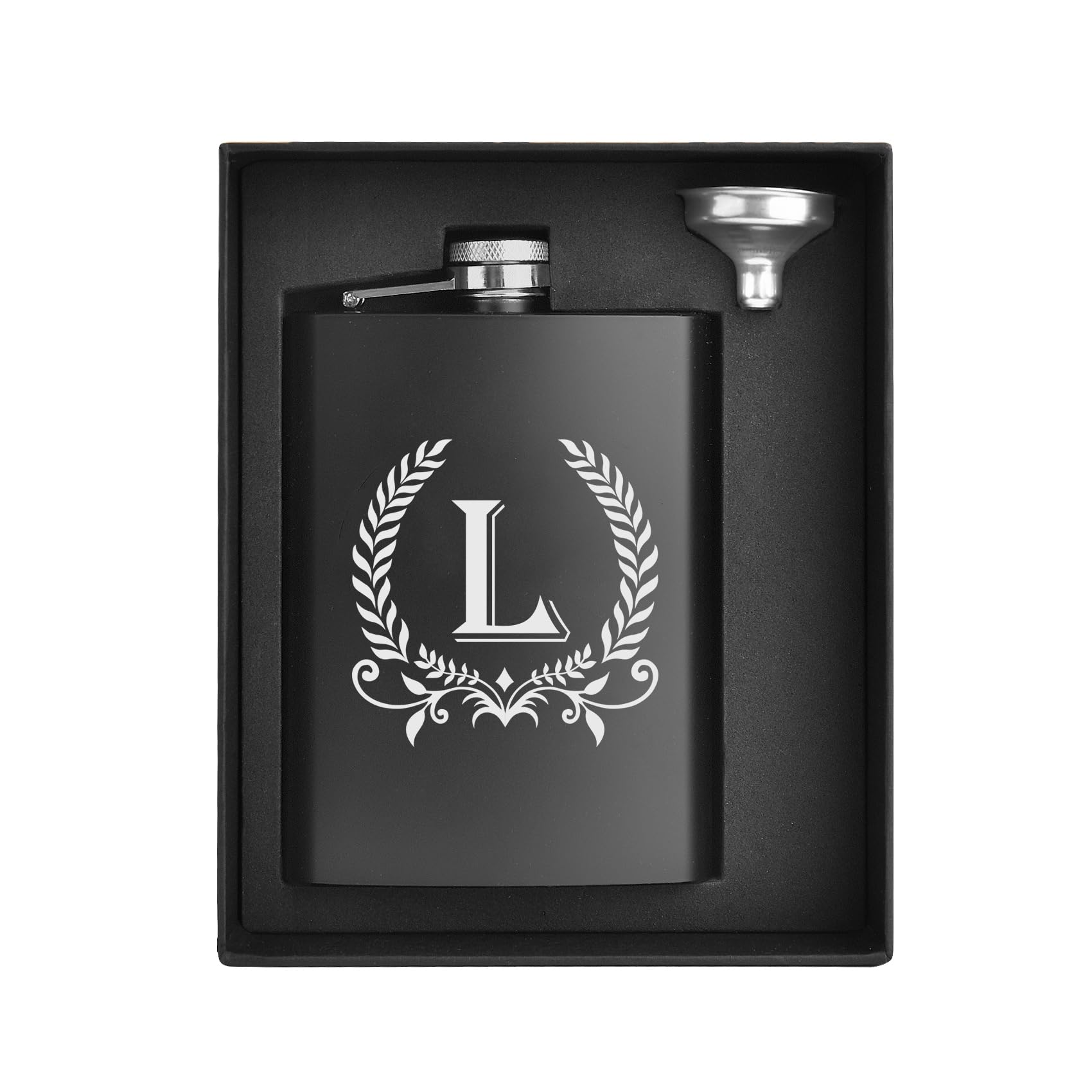 ElegantPark frasco de licor con monograma y diseño de ramas, ideal como regalo elegante.