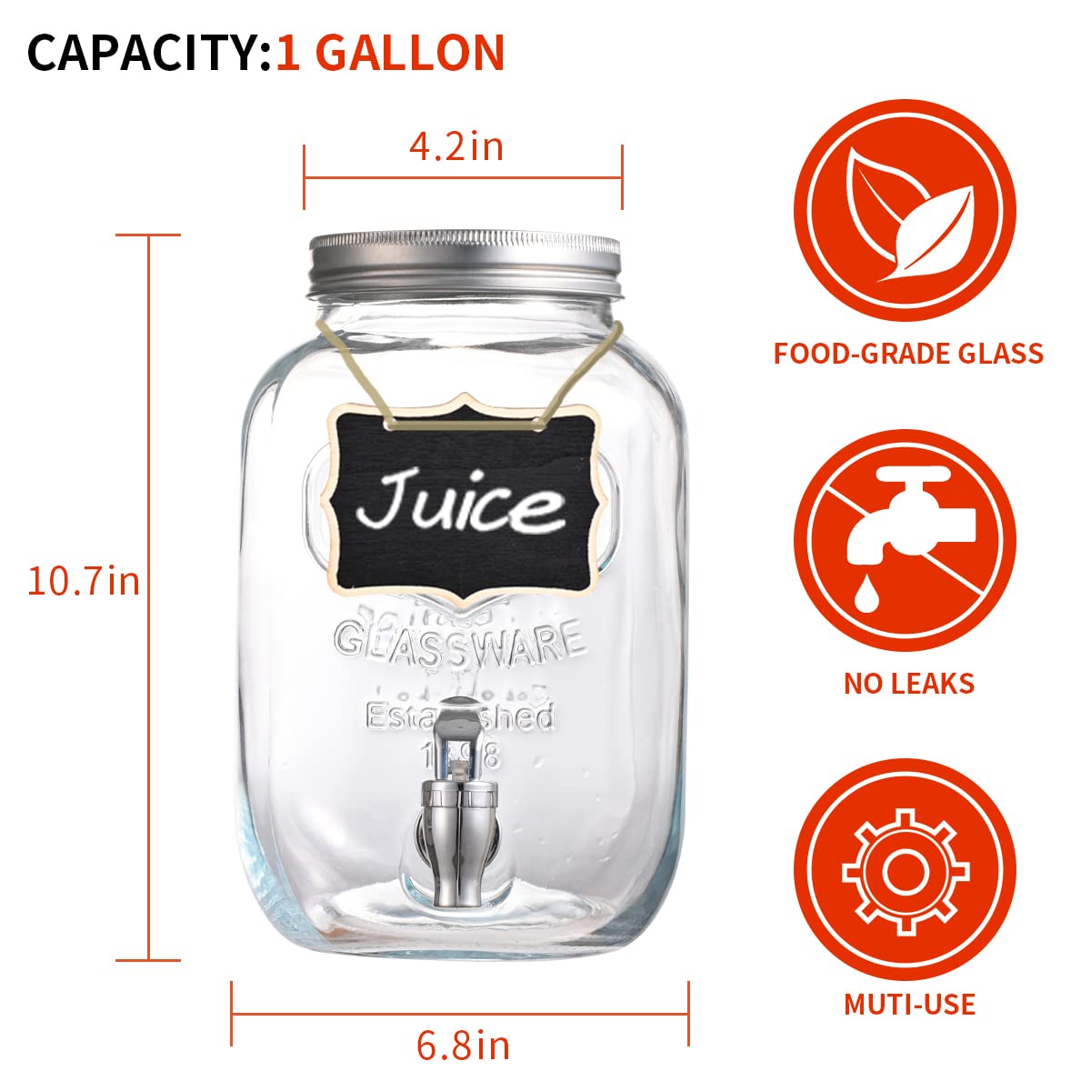 Conjunto de dos dispensadores Eleganttime con infusor de fruta para bebidas.