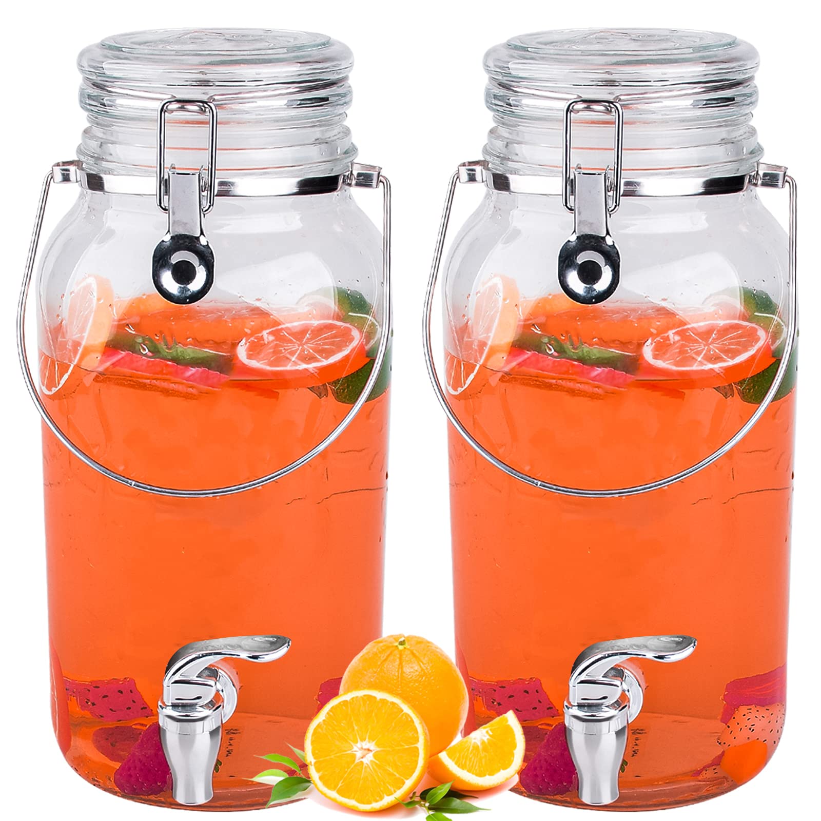 Eleganttime dispensador con jarra de vidrio 1 galón y pico para bebidas frías