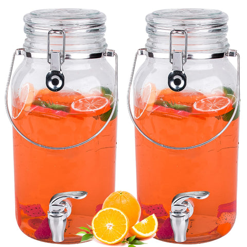 Eleganttime dispensador con jarra de vidrio 1 galón y pico para bebidas frías